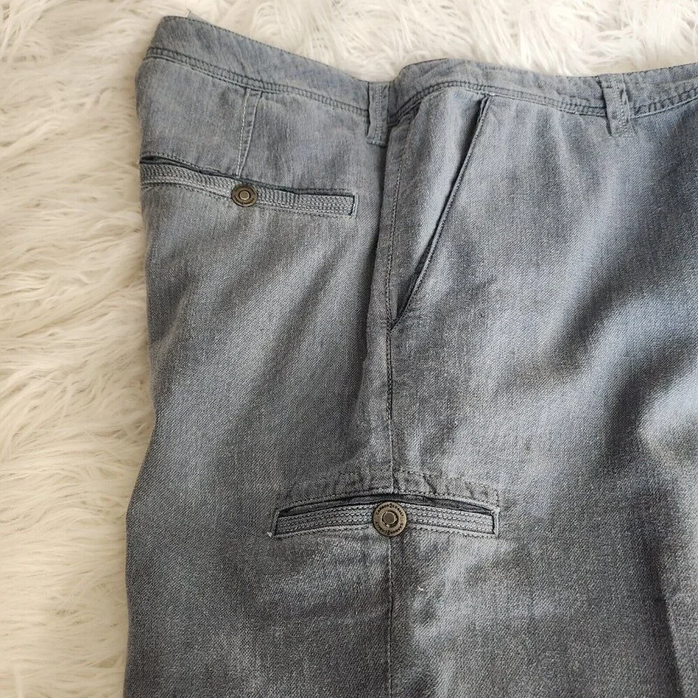 Carbon 2 Cobalt Sojourn Pants Men's 34 Gray Linen Blend Chambray Stretch (35x31)